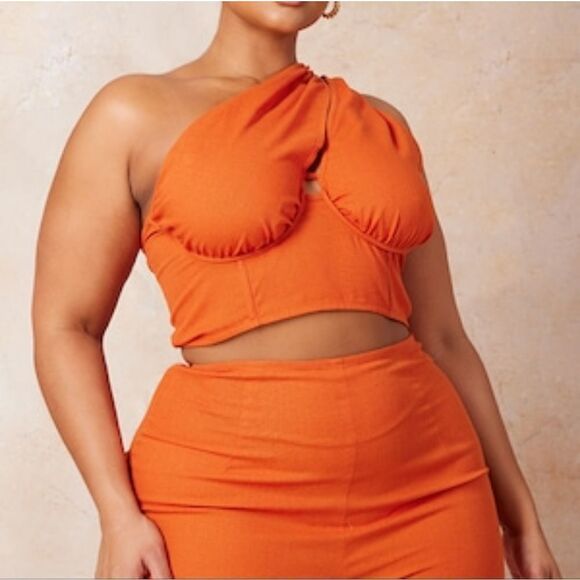 Pretty little thing Plus Rust One Shoulder Corset Top Size 22 (3XL) NWT - Picture 1 of 11
